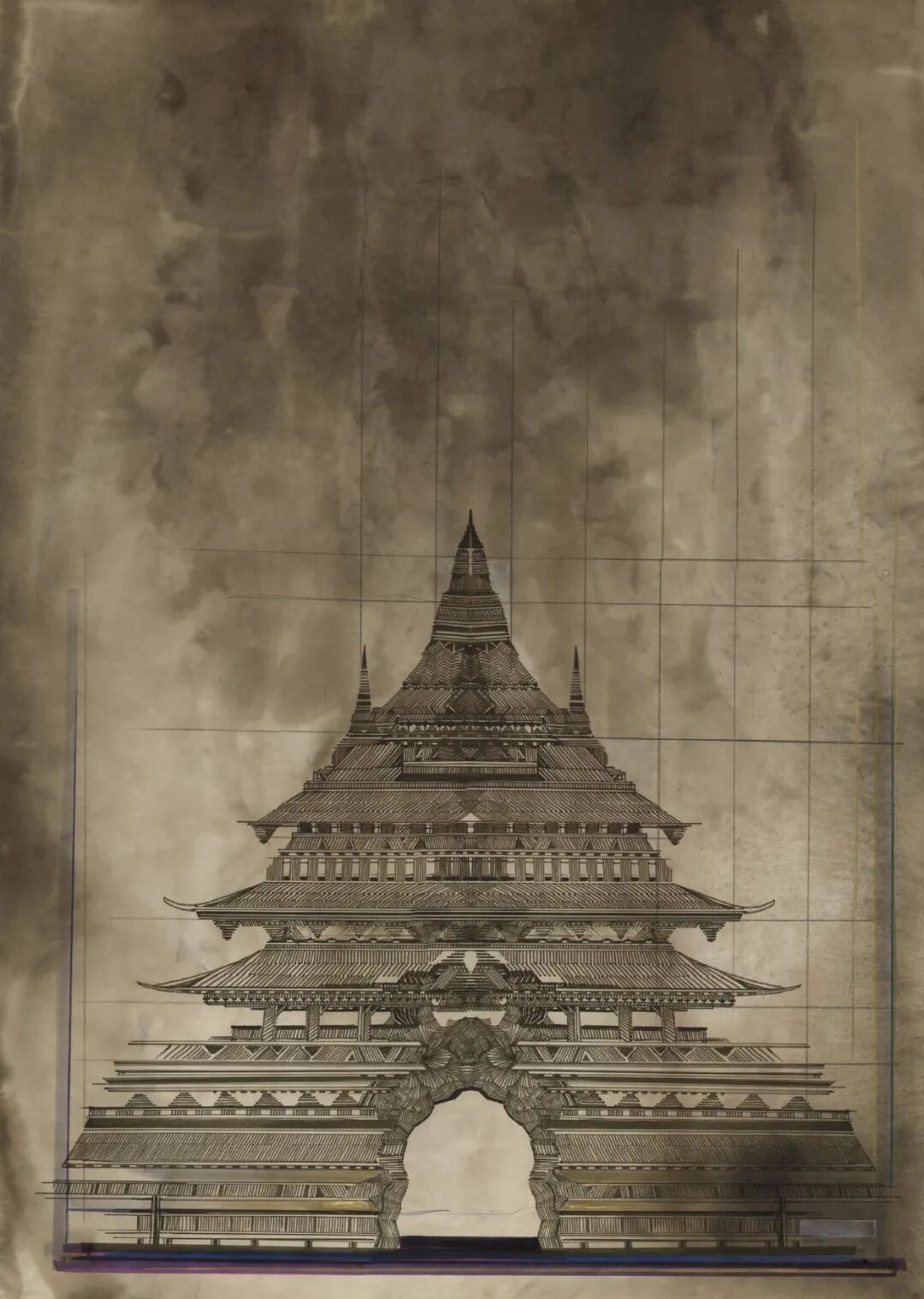 David Best, Drawing for The Temple at Burning Man 2016, 2016. Nevada Museum of Art, Institute for Art + Environment Archive Collections. Gift of David Best.