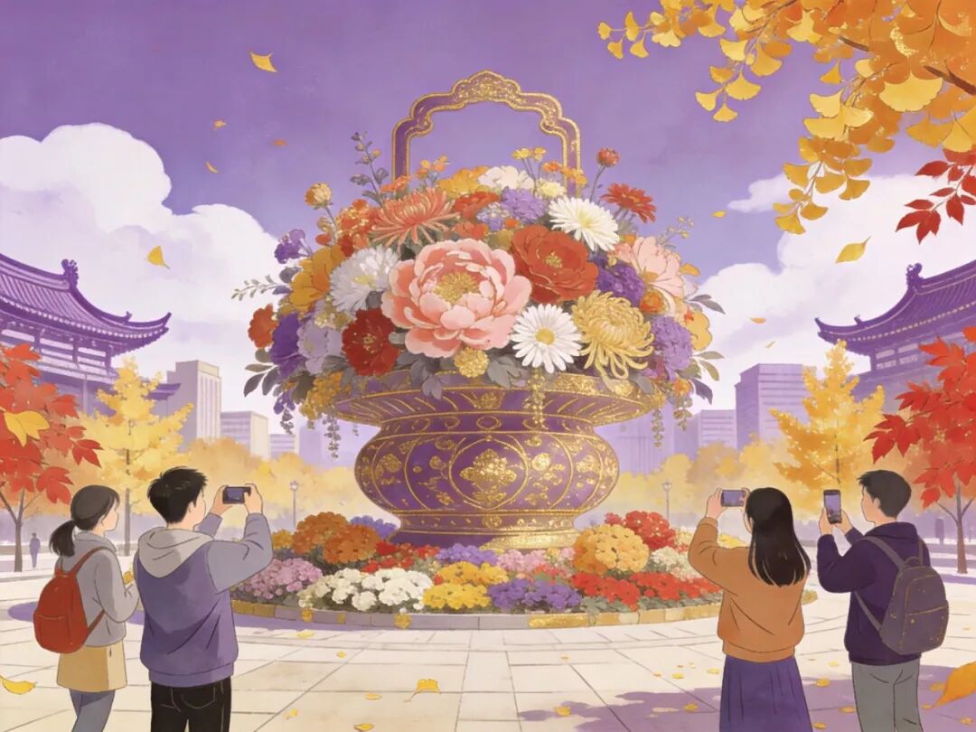 节日广场大花篮与秋色